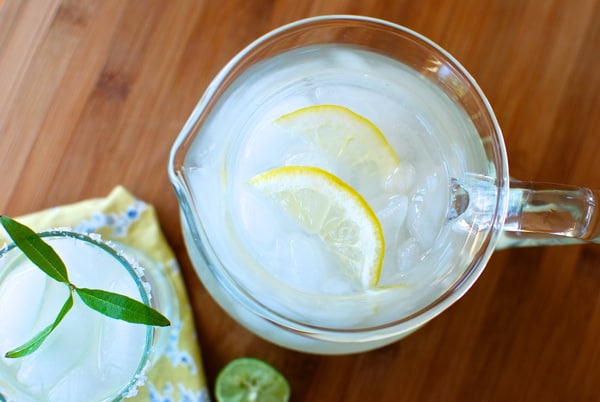 pitcher of nimbu pani next to glass