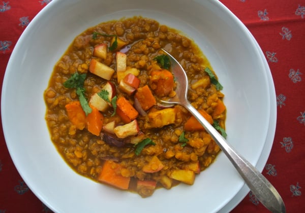 Dal Stew with Roasted Butternut Squash and Apples