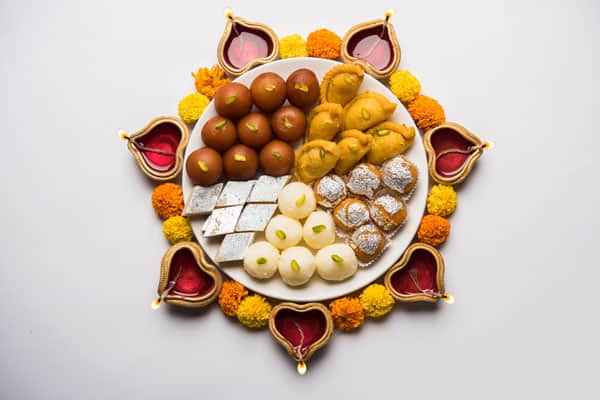 Diwali Sweets with diyas