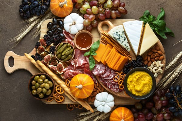 Charcuterie Spread as an appetizer for thanksgiving meal