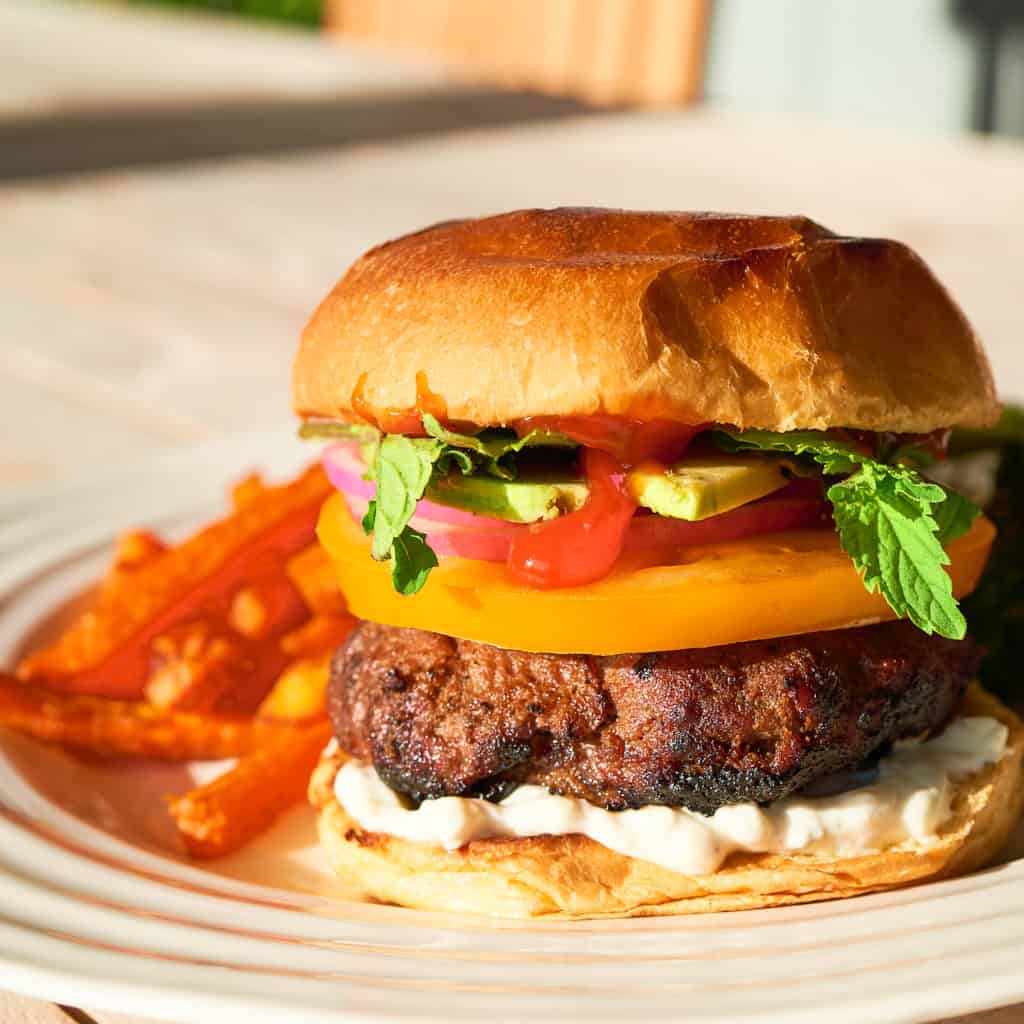 Vindaloo and Fresh Mint Lamb Burger Sukhi's