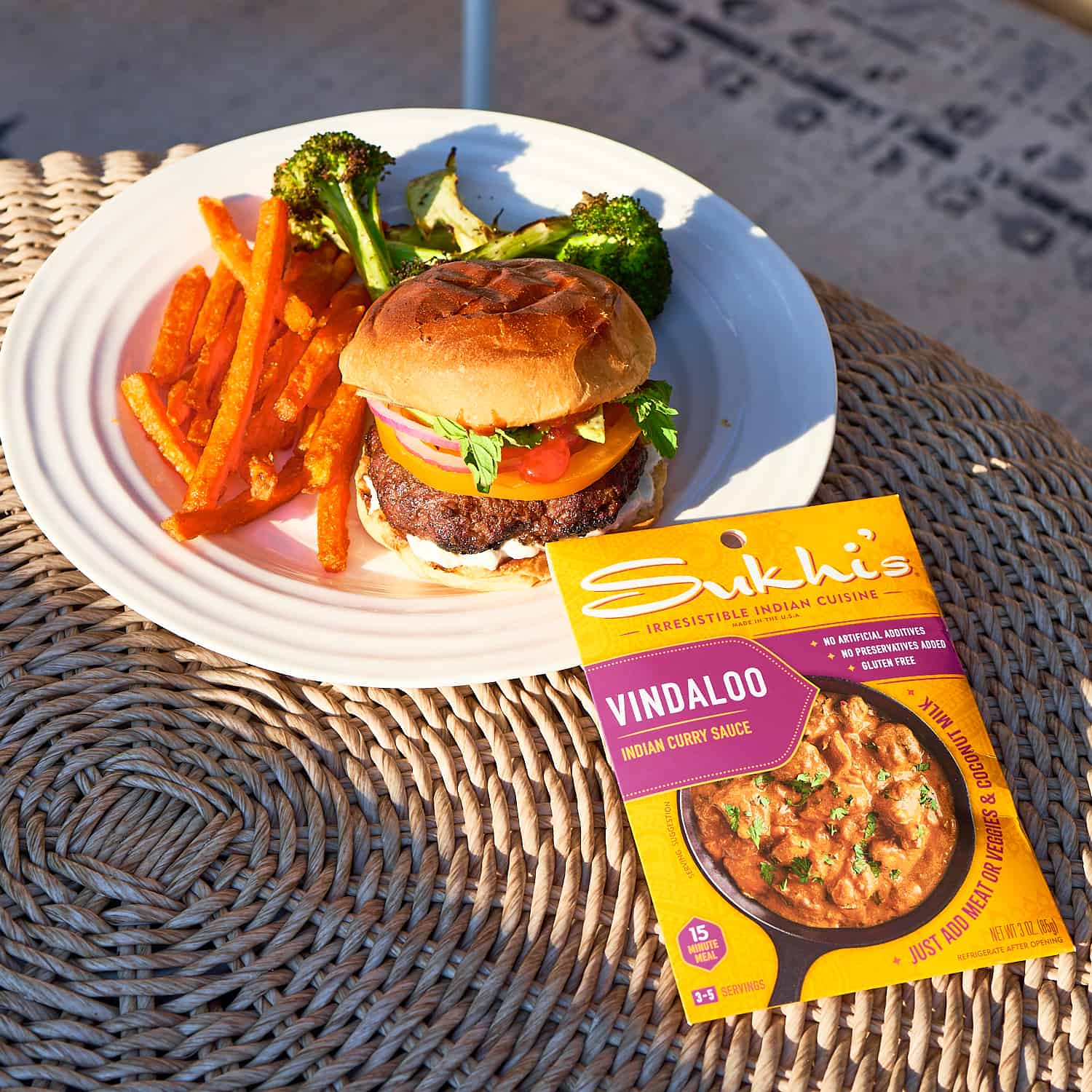 Vindaloo and Fresh Mint Lamb Burger Sukhi's