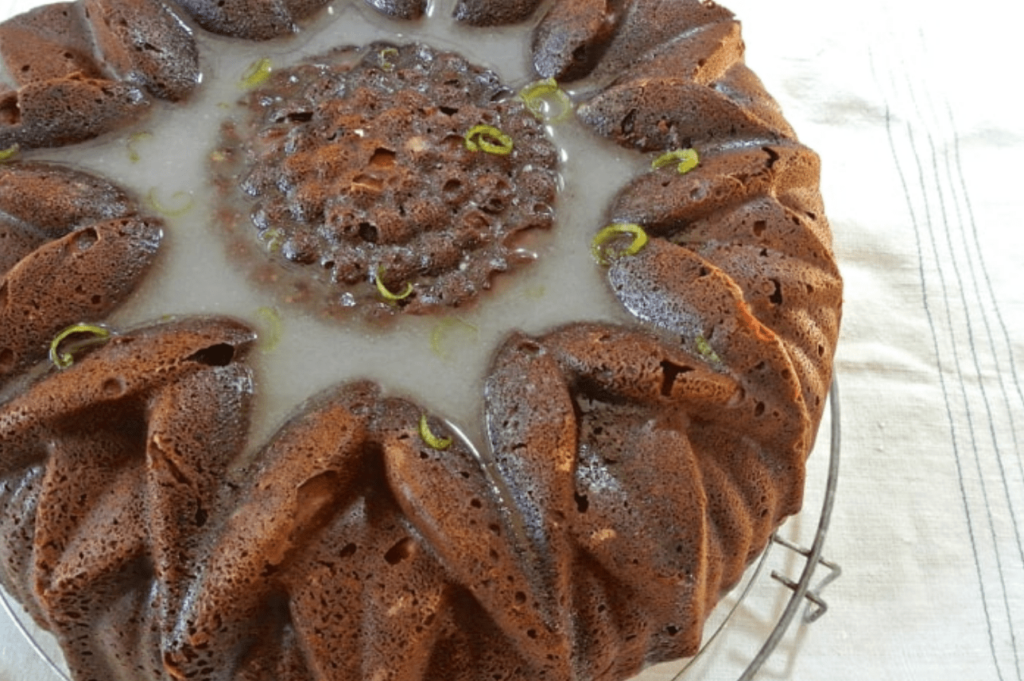 Cream Cheese Pound Cake with Lime-Pistachio Glaze